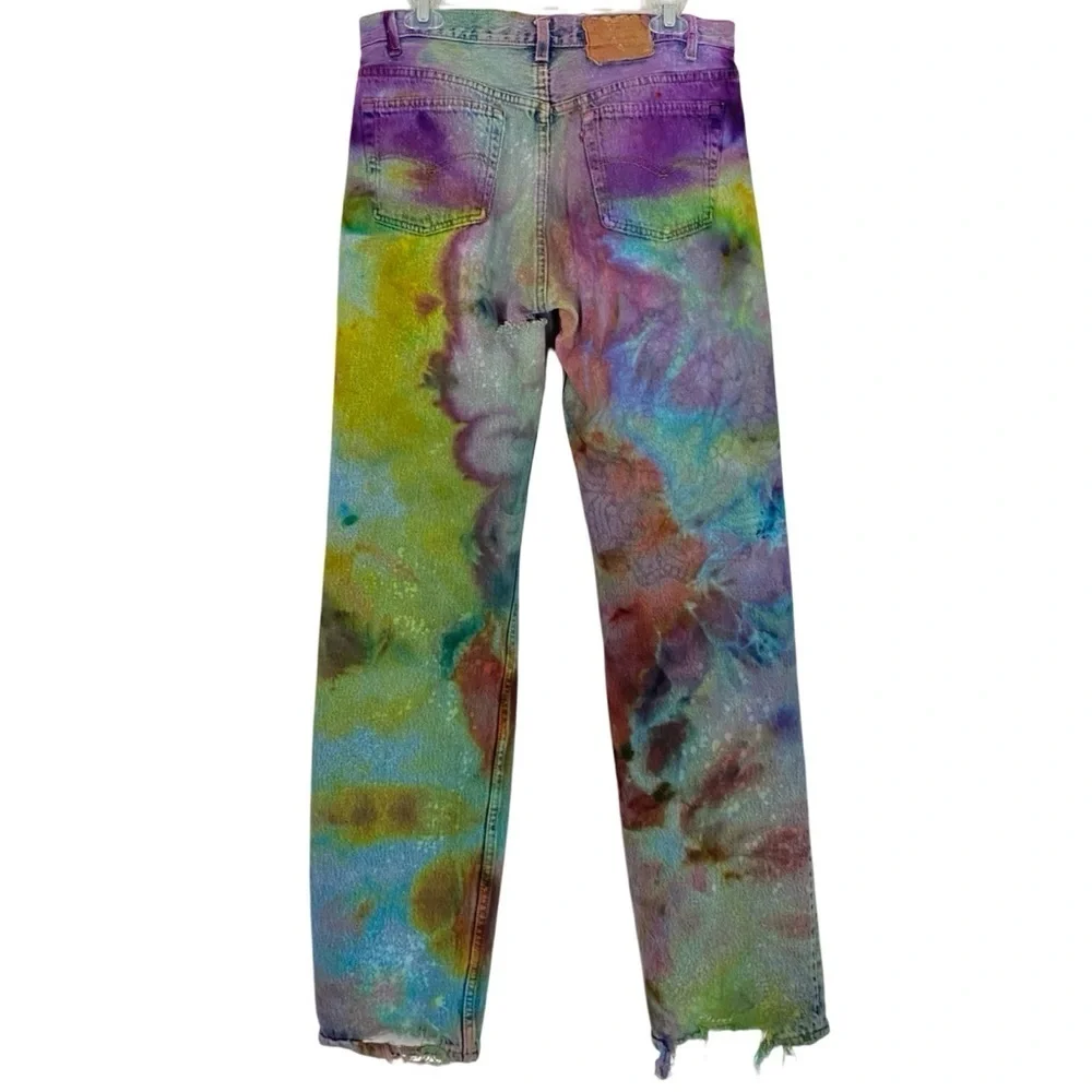 Vintage Levi’s Jeans Waist Size 30 31 Levis 501 Tie Dye VTG 90s Button Fly Multi - Picture 2 of 15